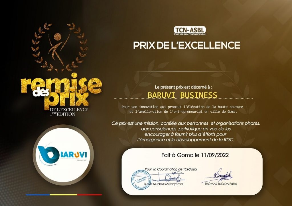 Diplome d'Excellence Baruvi Business